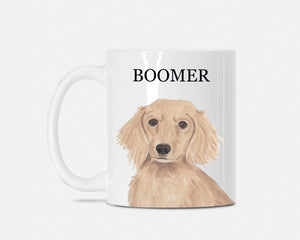 Personalized Dachshund (Long Haired, Red) Ceramic Mug