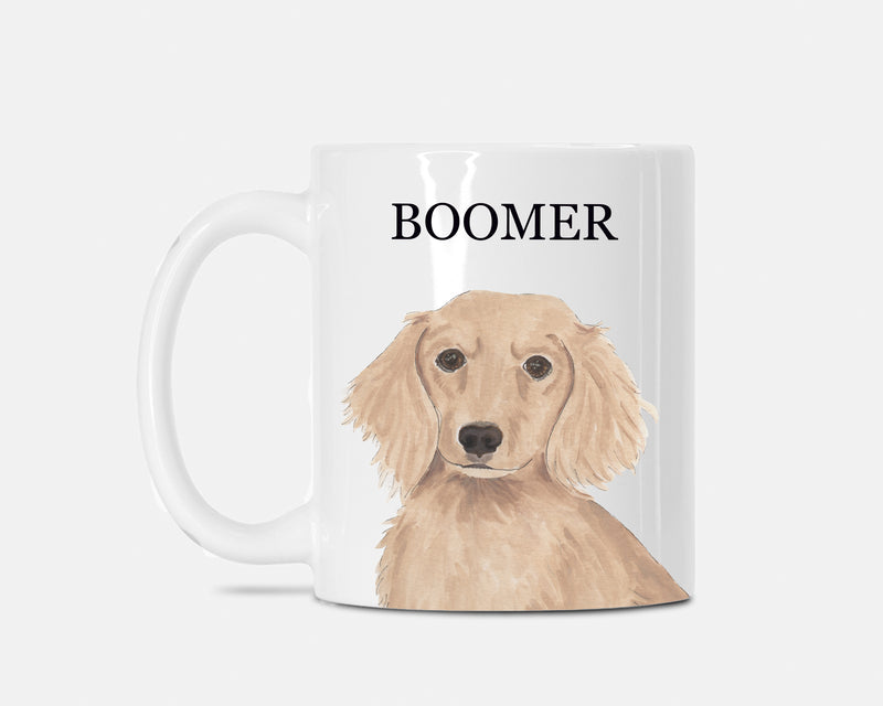 Personalized Dachshund (Long Haired, Red) Ceramic Mug