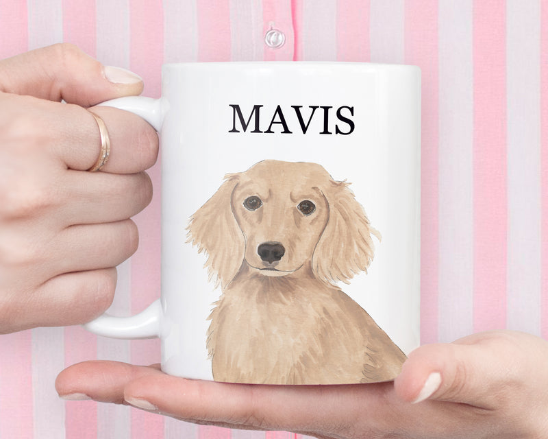 Personalized Dachshund (Long Haired, Red) Ceramic Mug