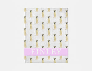 Personalized Great Dane (Fawn) Minky Baby Blanket