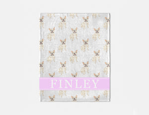 Personalized Frenchie (Fawn Tan Cream) Dog Minky Baby Blanket