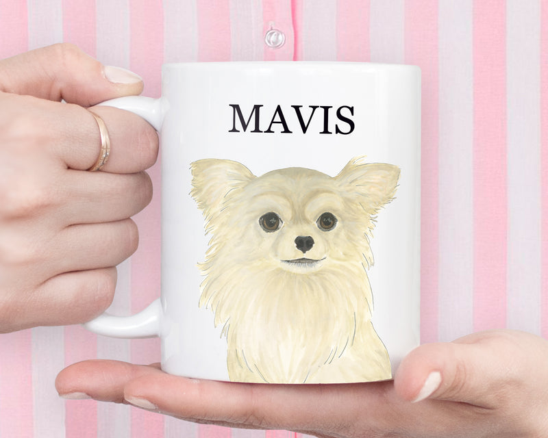 Personalized Chihuahua (Long Haired, Fawn) Ceramic Mug