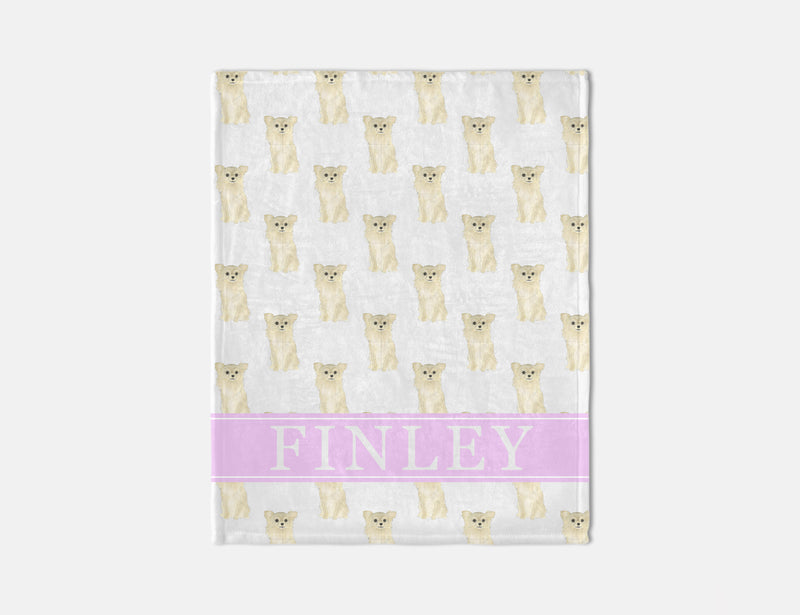 Personalized Chihuahua (Long Haired, Fawn) Minky Baby Blanket