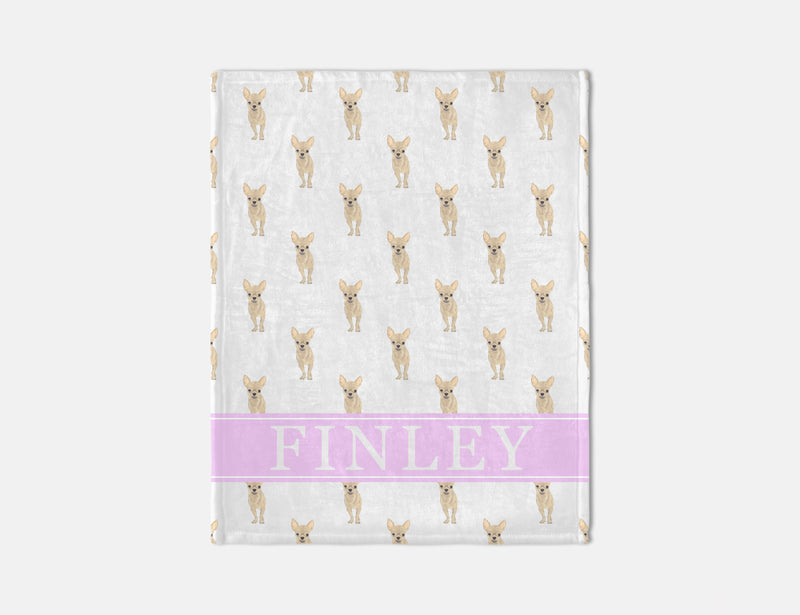 Personalized Chihuahua (Short Haired, Fawn) Minky Baby Blanket