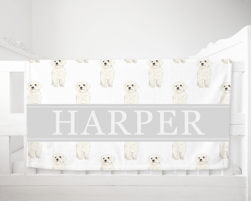 Personalized Maltese Minky Baby Blanket