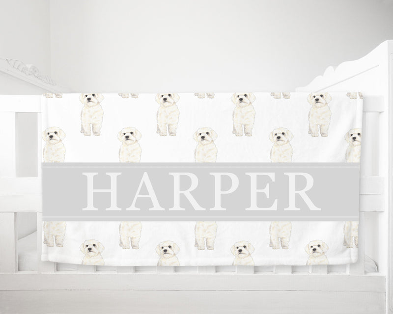 Personalized Maltese Minky Baby Blanket