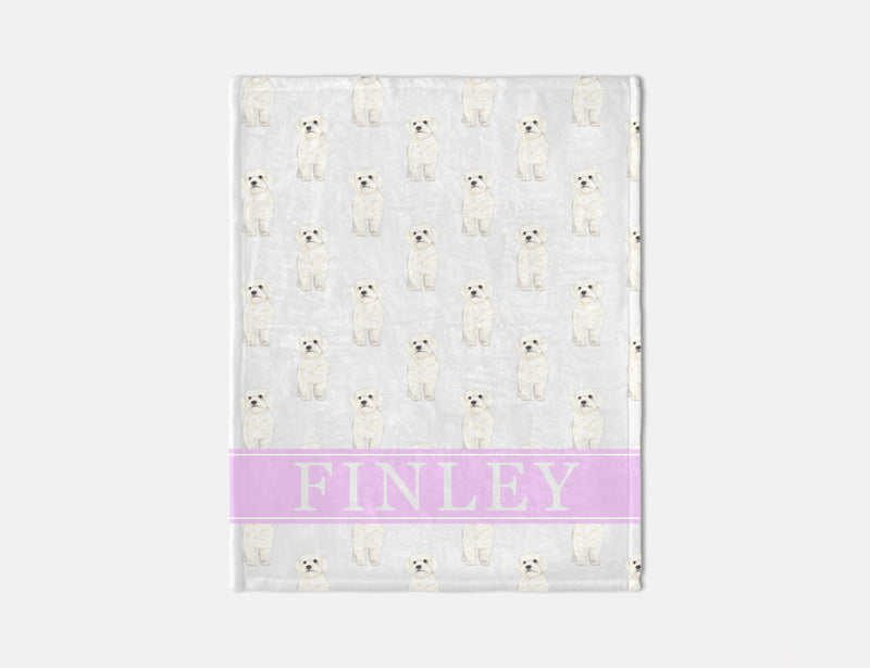 Personalized Maltese Minky Baby Blanket