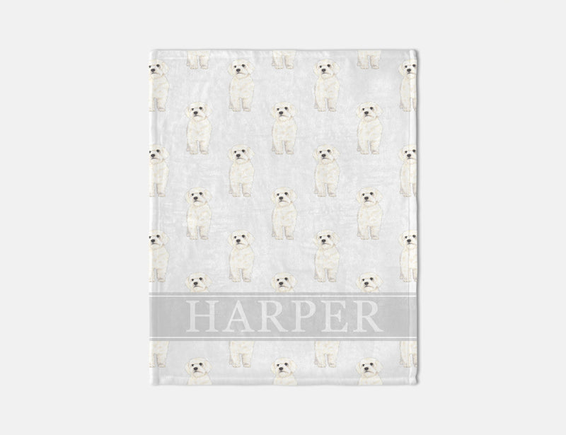 Personalized Maltese Minky Baby Blanket