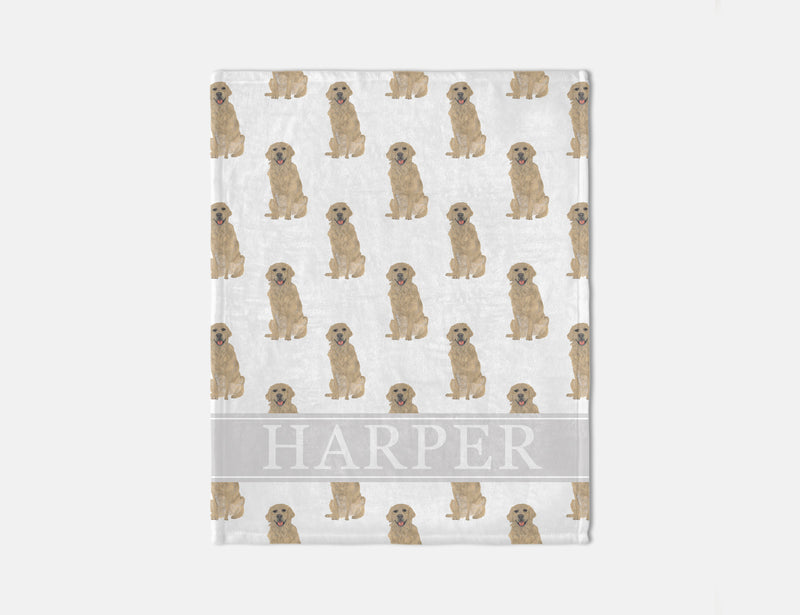 Personalized Golden Retriever Dog Minky Baby Blanket