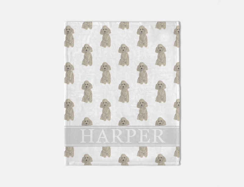 Personalized Poodle (Grey) Minky Baby Blanket