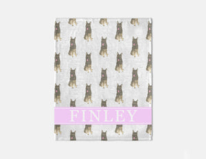 Personalized German Shepherd (Sable) Minky Baby Blanket