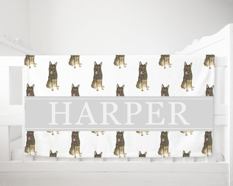 Personalized German Shepherd (Sable) Minky Baby Blanket