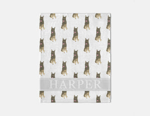 Personalized German Shepherd (Sable) Minky Baby Blanket