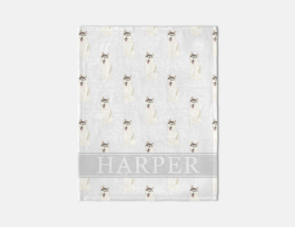 Personalized Husky Dog Minky Baby Blanket