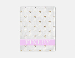 Personalized Jack Russell Terrier Dog Minky Baby Blanket