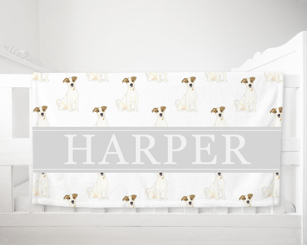 Personalized Jack Russell Terrier Dog Minky Baby Blanket
