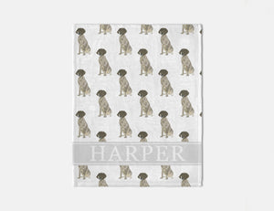 Personalized German Shorthaired Pointer (Liver & White) Dog Minky Baby Blanket