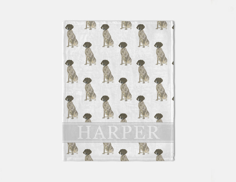 Personalized German Shorthaired Pointer (Liver & White) Dog Minky Baby Blanket