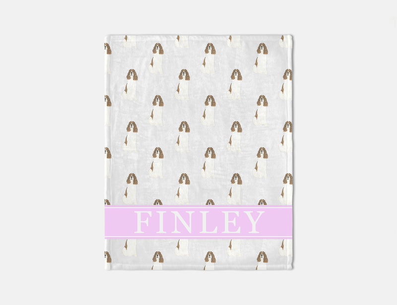 Personalized English Springer Spaniel (Liver & White) Minky Baby Blanket