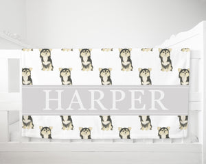 Personalized Chihuahua (Long Haired, Tricolor) Minky Baby Blanket