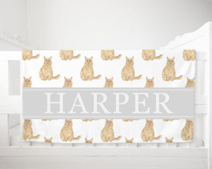 Personalized Maine Coon Cat (Orange) Minky Baby Blanket
