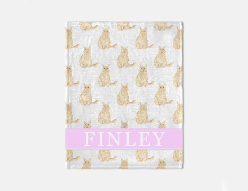 Personalized Maine Coon Cat (Orange) Minky Baby Blanket