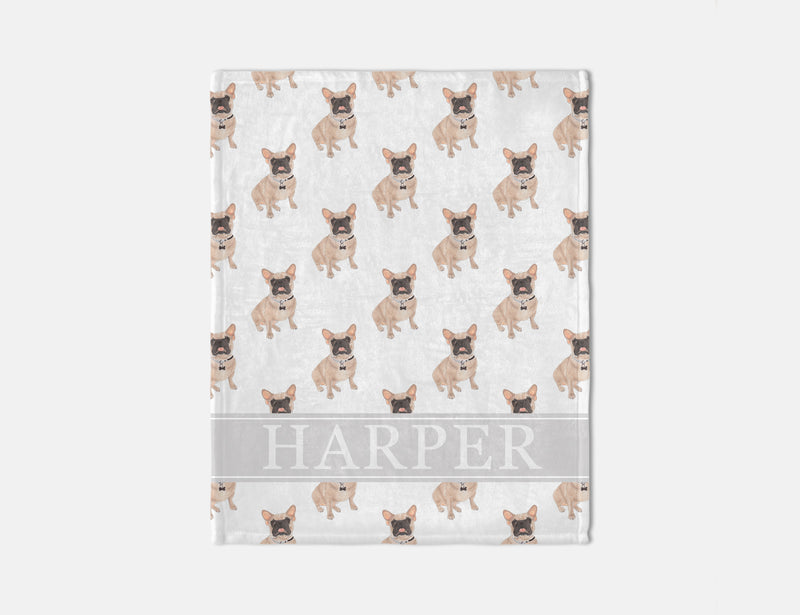 Personalized Frenchie (Masked) Dog Minky Baby Blanket