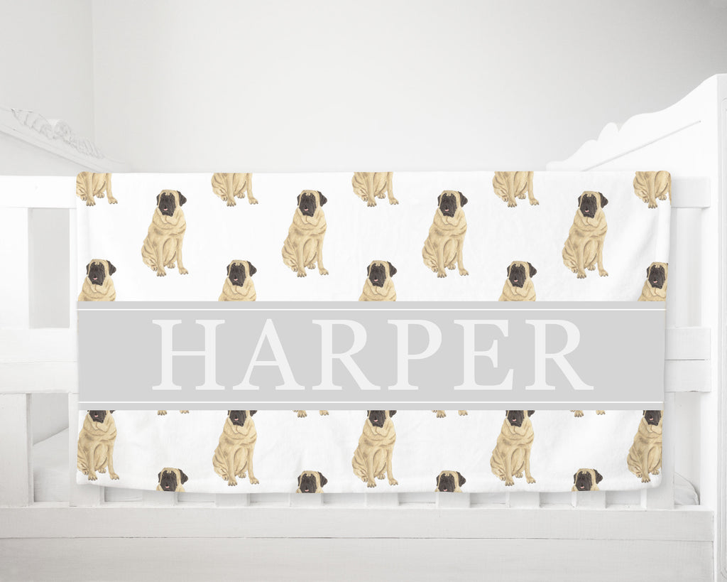 Personalized Mastiff Minky Baby Blanket