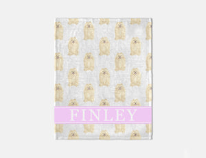 Personalized Pomeranian Minky Baby Blanket