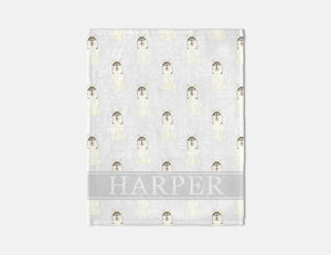 Personalized Pomsky Minky Baby Blanket