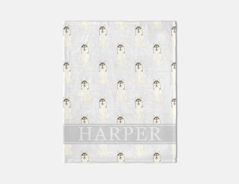 Personalized Pomsky Minky Baby Blanket