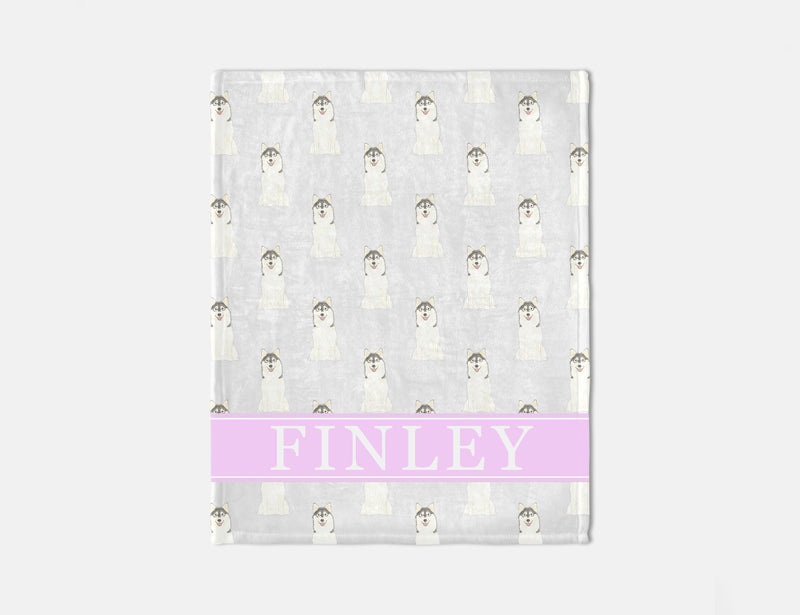 Personalized Pomsky Minky Baby Blanket