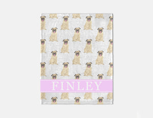 Personalized Pug Minky Baby Blanket