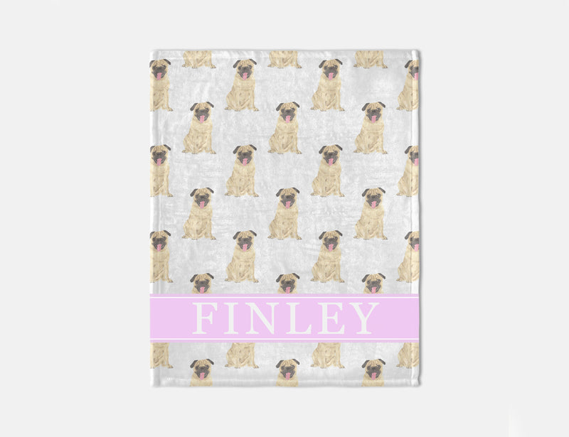 Personalized Pug Minky Baby Blanket
