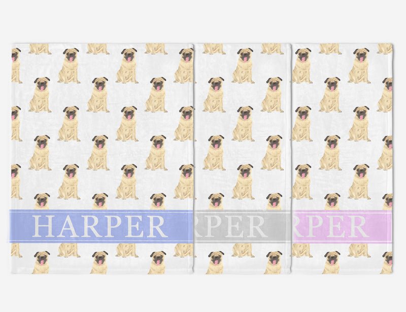 Personalized Pug Minky Baby Blanket