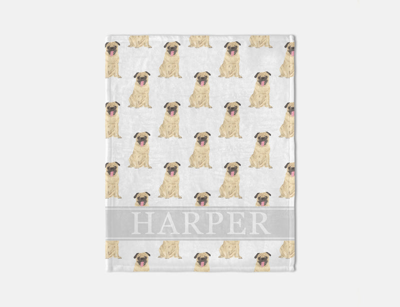 Personalized Pug Minky Baby Blanket