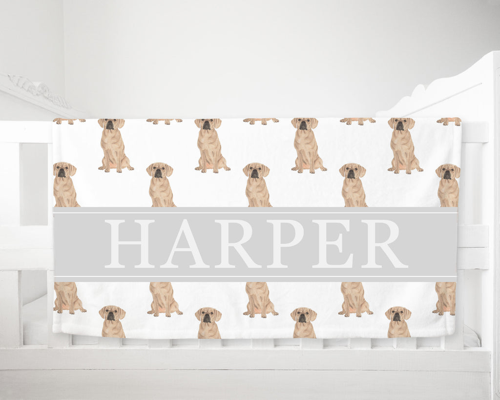 Personalized Puggle Minky Baby Blanket