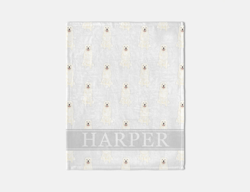 Personalized Great Pyrenees Minky Baby Blanket