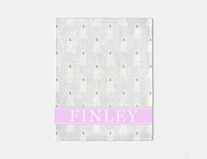 Personalized Great Pyrenees Minky Baby Blanket