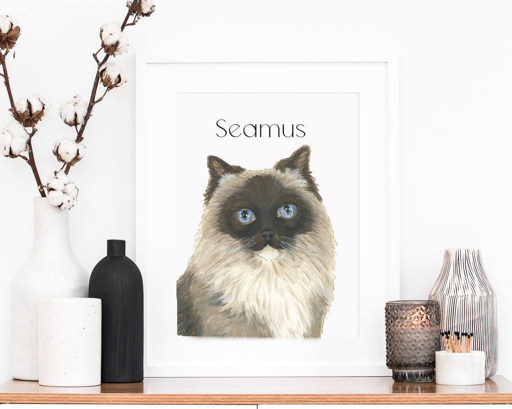 Personalized Ragdoll Domestic Medium Hair Cat Fine Art Prints