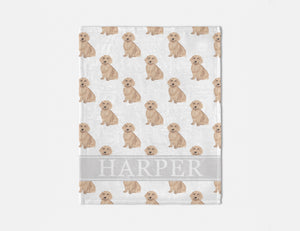 Personalized Dachshund (Long Haired, Red) Minky Baby Blanket