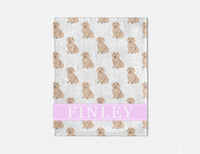 Personalized Dachshund (Long Haired, Red) Minky Baby Blanket