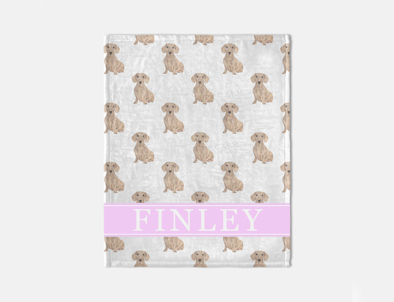 Personalized Dachshund (Smooth, Red) Minky Baby Blanket