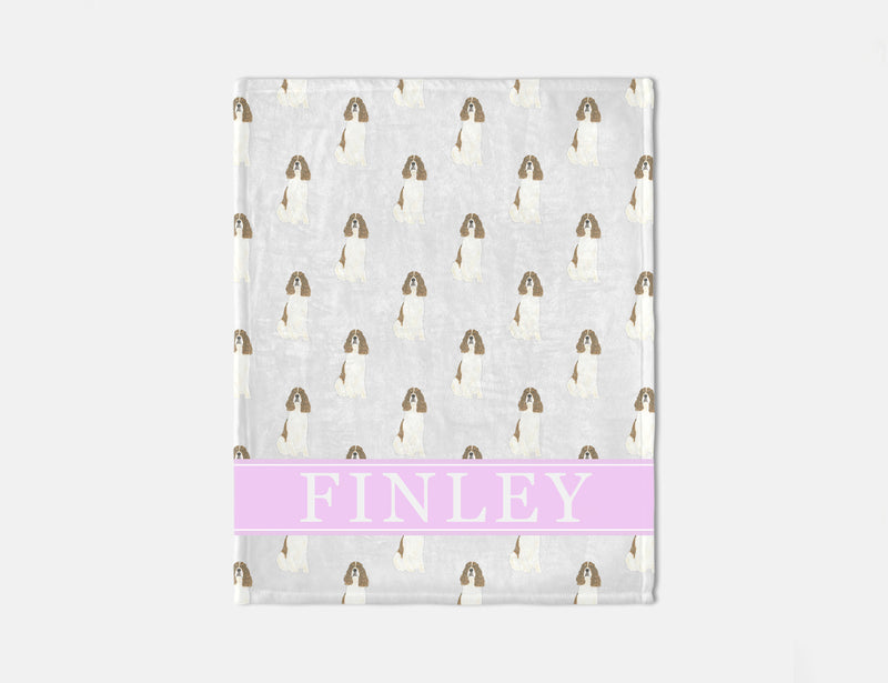 Personalized English Springer Spaniel (Red & White) Minky Baby Blanket