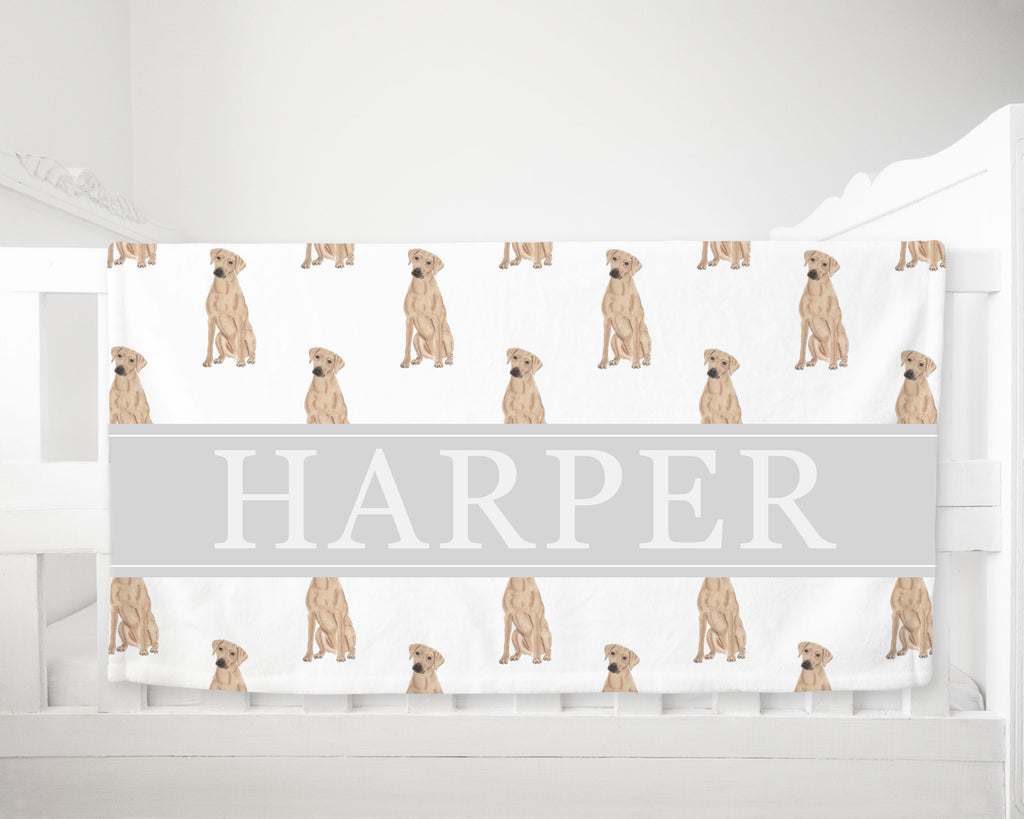 Personalized Rhodesian Ridgeback Minky Baby Blanket