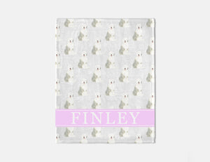 Personalized Old English Sheepdog Minky Baby Blanket