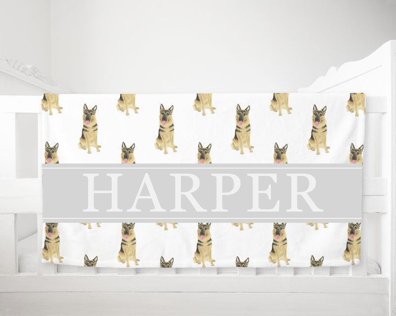 Personalized German Shepherd Minky Baby Blanket