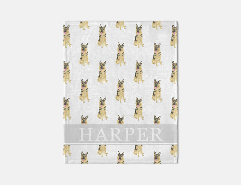 Personalized German Shepherd Minky Baby Blanket