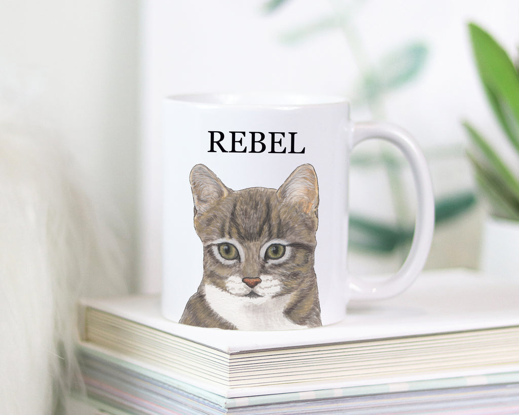 Personalized Tabby Cat (Grey) Ceramic Mug