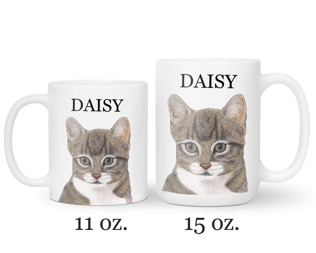 Personalized Tabby Cat (Grey) Ceramic Mug